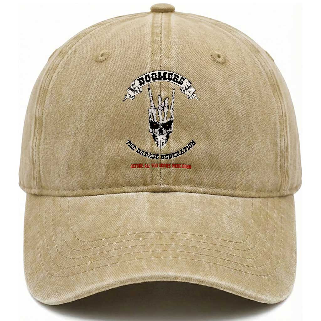 Baby Boomers The Badass Generation Funny Quote Gift Washed Cotton Baseball Cap TS12 Print Your Wear
