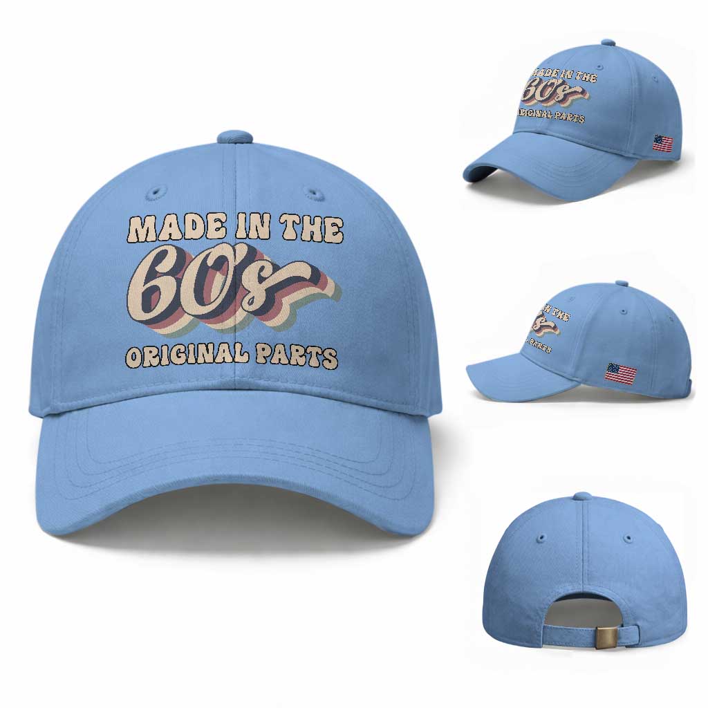 Made In The 60s Original Parts Baseball Cap Funny Boomers Birthday Gift TS12 Baseball Cap Universal Fit Light Blue Print Your Wear