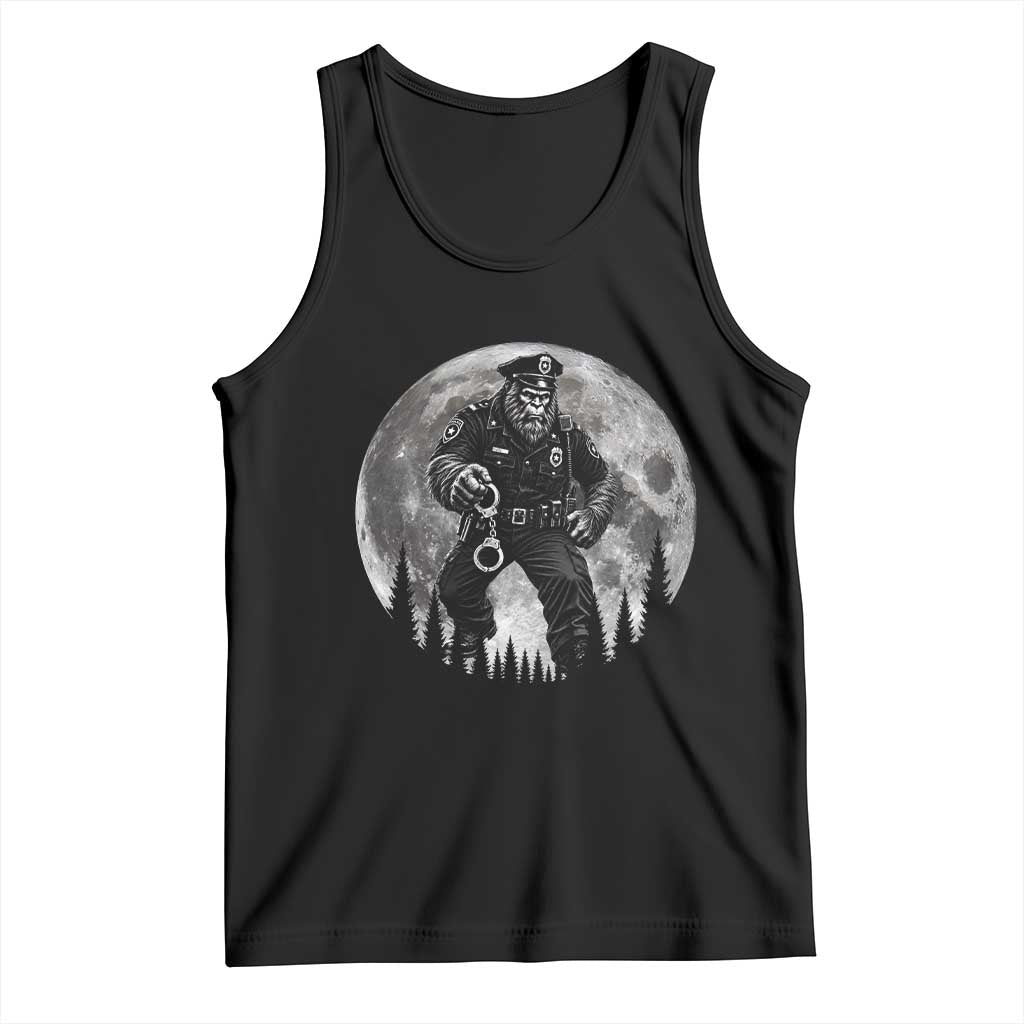 Funny Bigfoot Police Tank Top Handcuffing Sasquatch Under The Full Moon