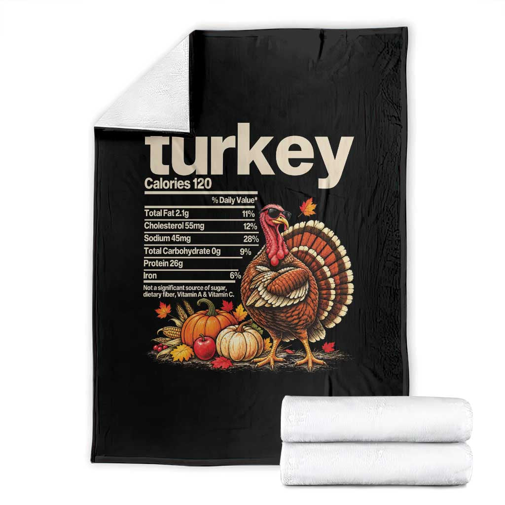 Thanksgiving Turkey Nutrition Facts Throw Blanket Funny Holiday Food Lover Dinner