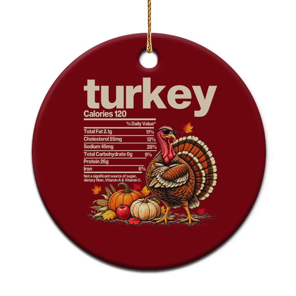 Thanksgiving Turkey Nutrition Facts Ceramic Ornament Funny Holiday Food Lover Dinner