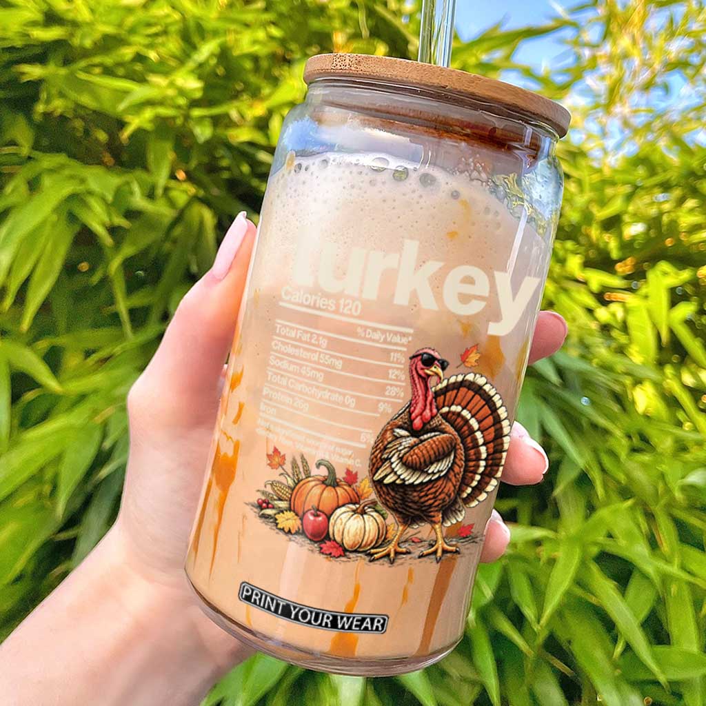 Thanksgiving Turkey Nutrition Facts Glass Can Funny Holiday Food Lover Dinner