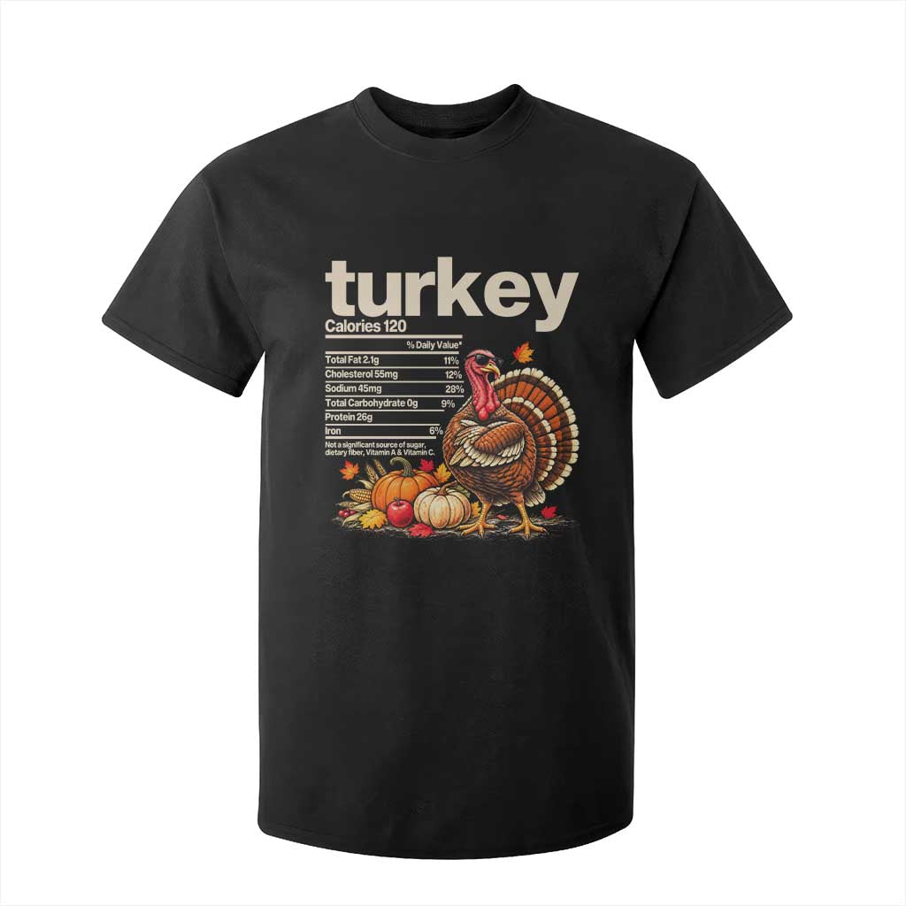 Thanksgiving Turkey Nutrition Facts T Shirt For Kid Funny Holiday Food Lover Dinner