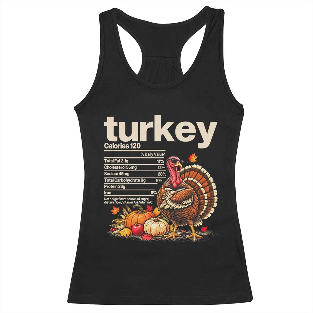 Thanksgiving Turkey Nutrition Facts Racerback Tank Top Funny Holiday Food Lover Dinner