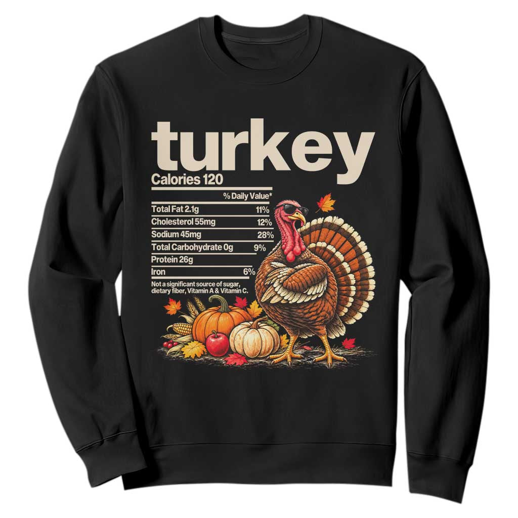 Thanksgiving Turkey Nutrition Facts Sweatshirt Funny Holiday Food Lover Dinner