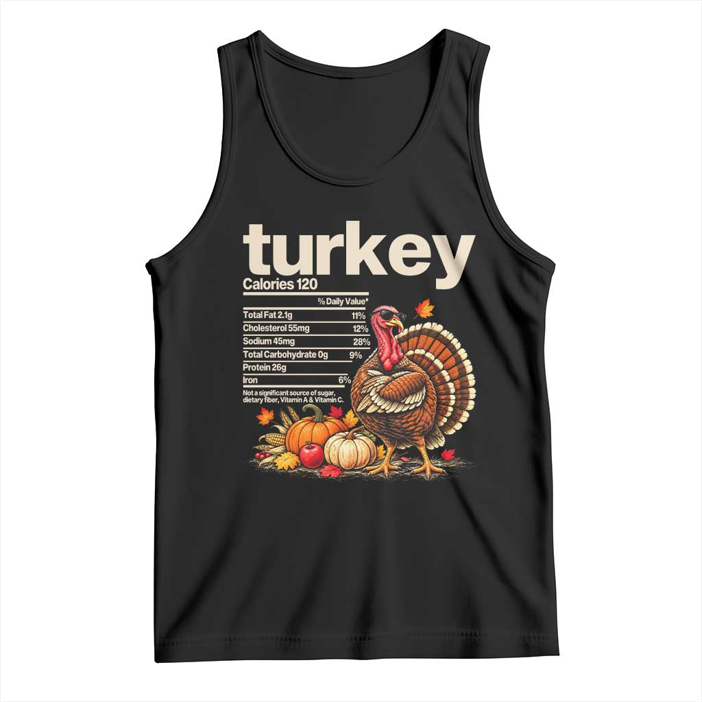 Thanksgiving Turkey Nutrition Facts Tank Top Funny Holiday Food Lover Dinner
