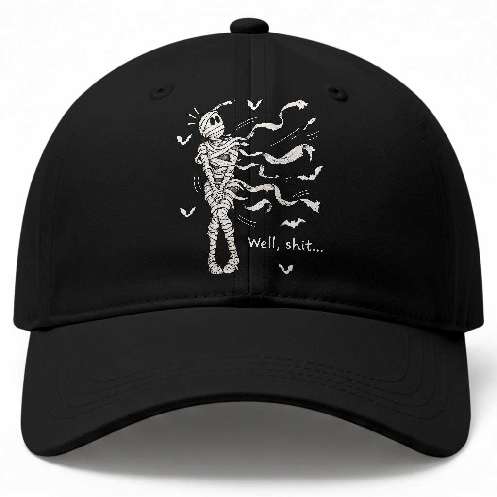 Funny Halloween Mummy Baseball Cap Well Shit Wind Blown Bandages