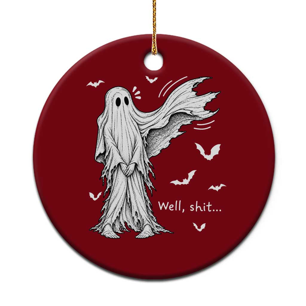 Funny Halloween Ghost Well Shit Wind Blown Sheet Ceramic Ornament