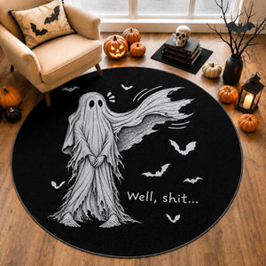 Funny Halloween Ghost Well Shit Wind Blown Sheet Round Rug