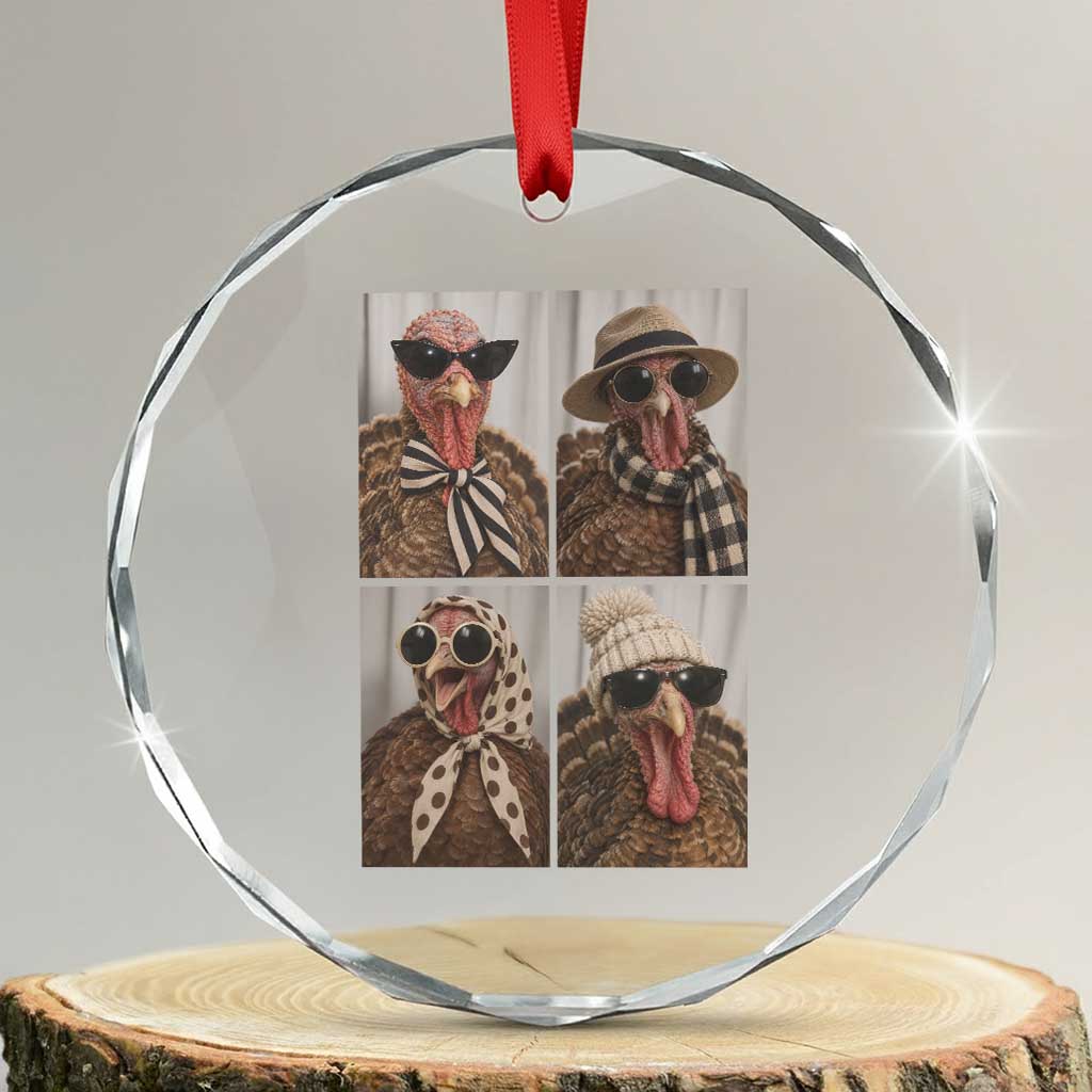 Funny Turkey Thanksgiving Selfie Crystal Glass Ornament Festive Holiday Season Humor