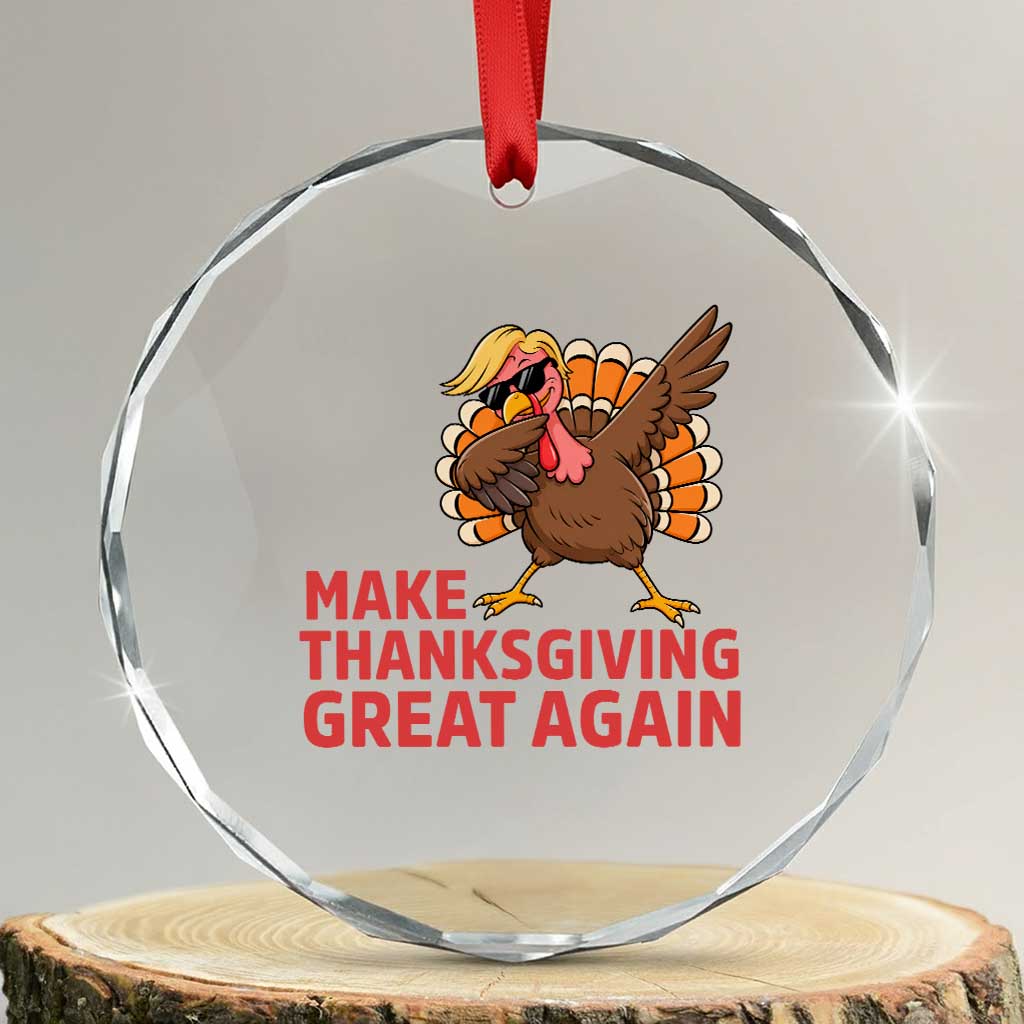 Funny Dabbing Turkey Crystal Glass Ornament Make Thanksgiving Great Again
