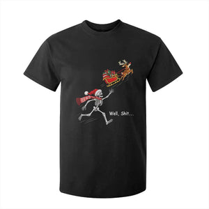 Funny Christmas Santa Skeleton T Shirt For Kid Well Shit Chasing The Gift Sled
