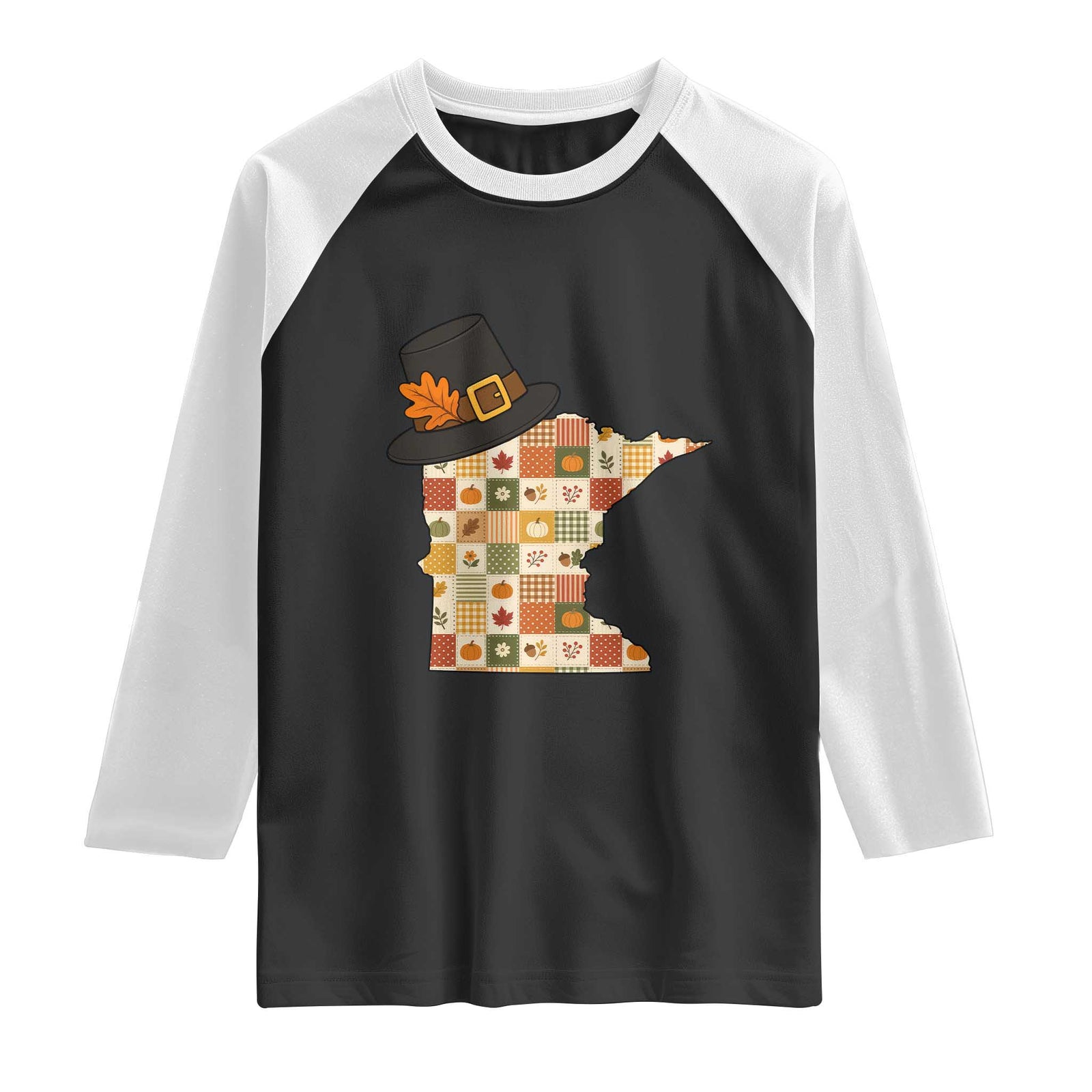 Minnesota Thanksgiving Pilgrim Hat Raglan Shirt Autumn Harvest Vintage Gift
