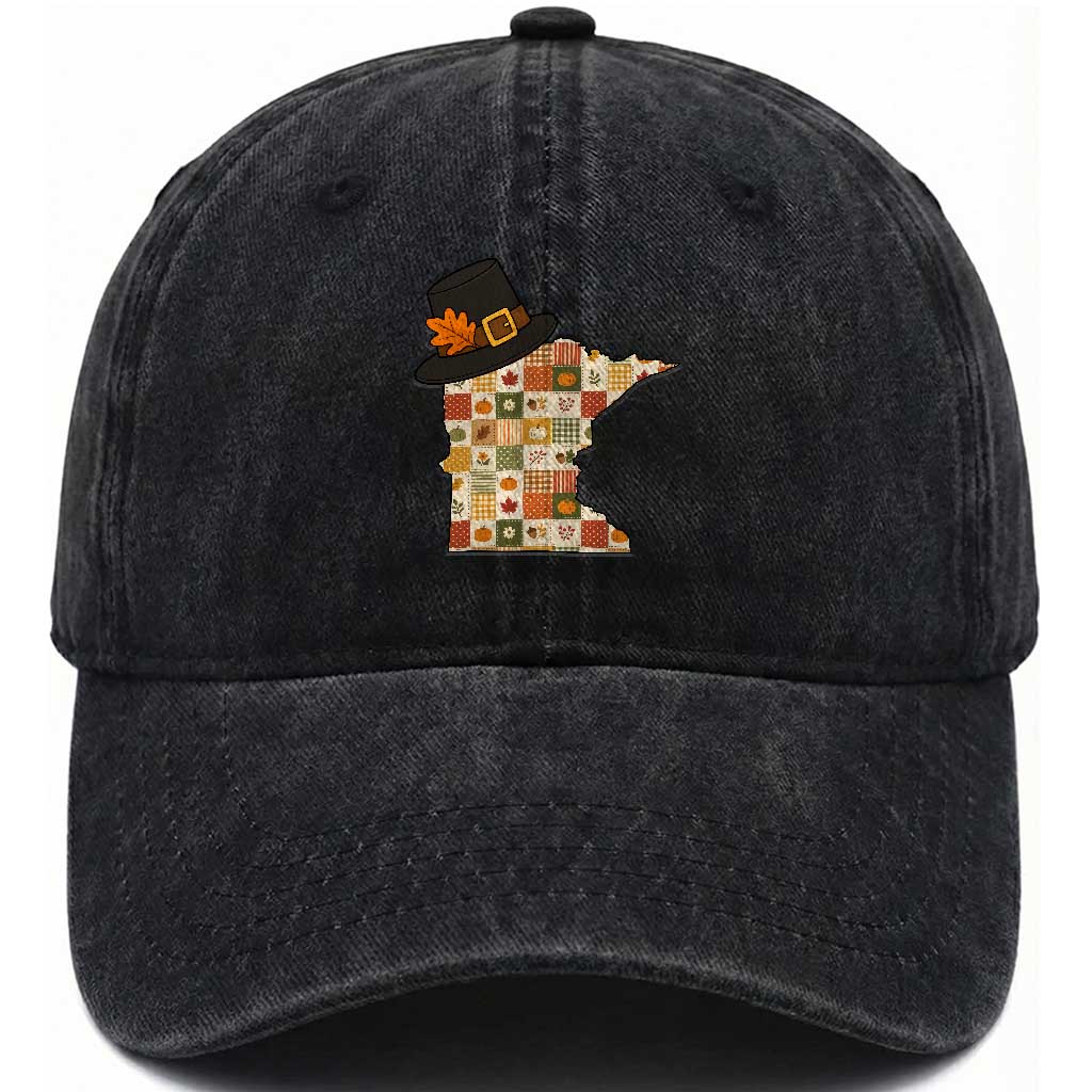 Minnesota Thanksgiving Pilgrim Hat Washed Cotton Baseball Cap Autumn Harvest Vintage Gift