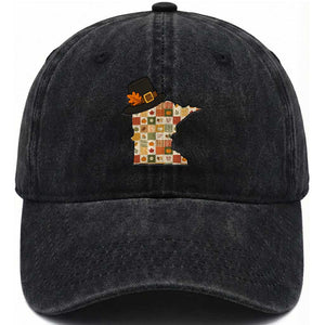 Minnesota Thanksgiving Pilgrim Hat Washed Cotton Baseball Cap Autumn Harvest Vintage Gift