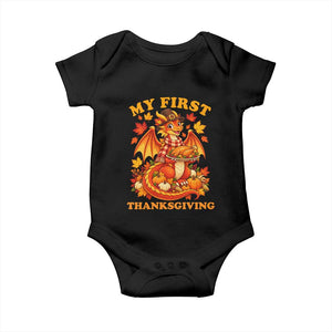 My 1st Thanksgiving Cute Dragon Wearing A Pilgrim Hat Baby Onesie