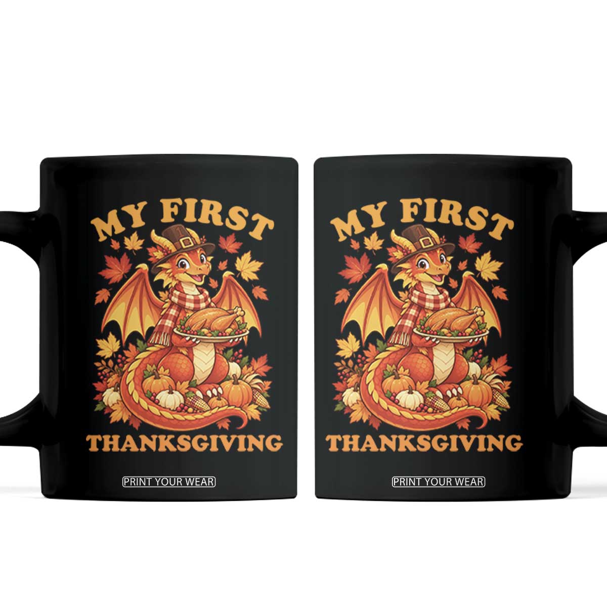 My 1st Thanksgiving Cute Dragon Wearing A Pilgrim Hat Coffee Mug