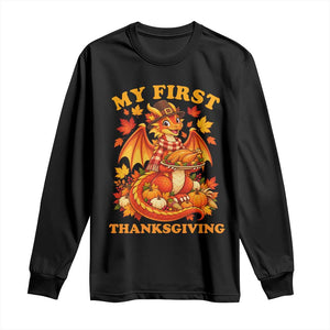 My 1st Thanksgiving Cute Dragon Wearing A Pilgrim Hat Long Sleeve Shirt