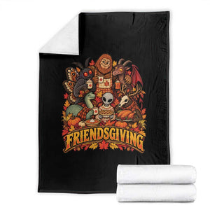 Funny Friendsgiving Cryptids Throw Blanket Spooky Autumn Harvest Thanksgiving