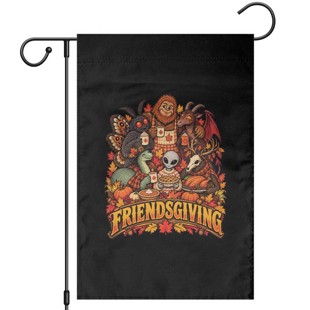 Funny Friendsgiving Cryptids Garden Flag Spooky Autumn Harvest Thanksgiving