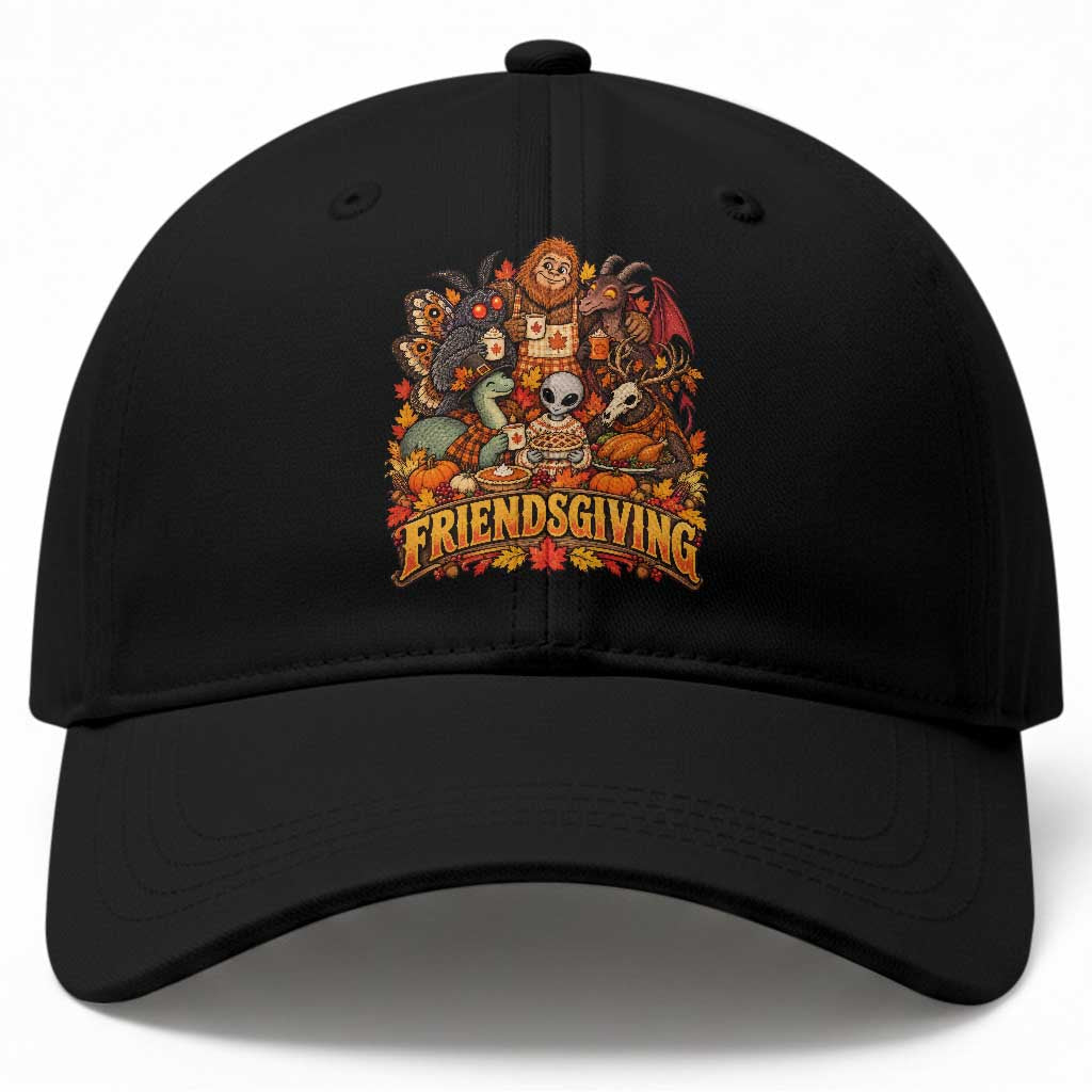 Funny Friendsgiving Cryptids Baseball Cap Spooky Autumn Harvest Thanksgiving