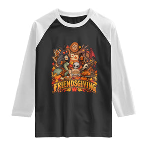 Funny Friendsgiving Cryptids Raglan Shirt Spooky Autumn Harvest Thanksgiving