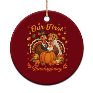 Our First Thanksgiving Newlywed Turkey Couple Ceramic Ornament Autumn Harvest Celebration