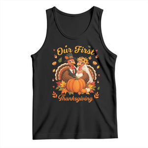 Our First Thanksgiving Newlywed Turkey Couple Tank Top Autumn Harvest Celebration