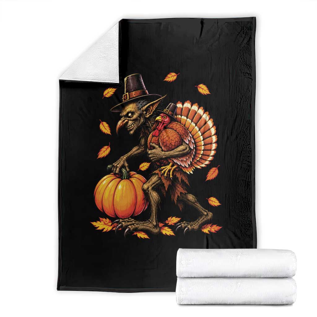 Thanksgiving Goblin Turkey Thief Throw Blanket Funny Dark Fantasy Holiday