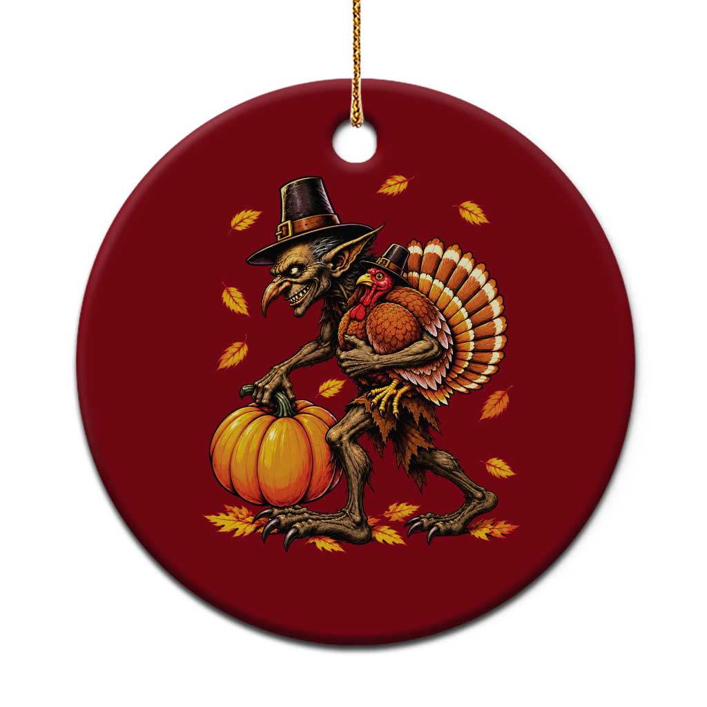 Thanksgiving Goblin Turkey Thief Ceramic Ornament Funny Dark Fantasy Holiday