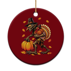Thanksgiving Goblin Turkey Thief Ceramic Ornament Funny Dark Fantasy Holiday
