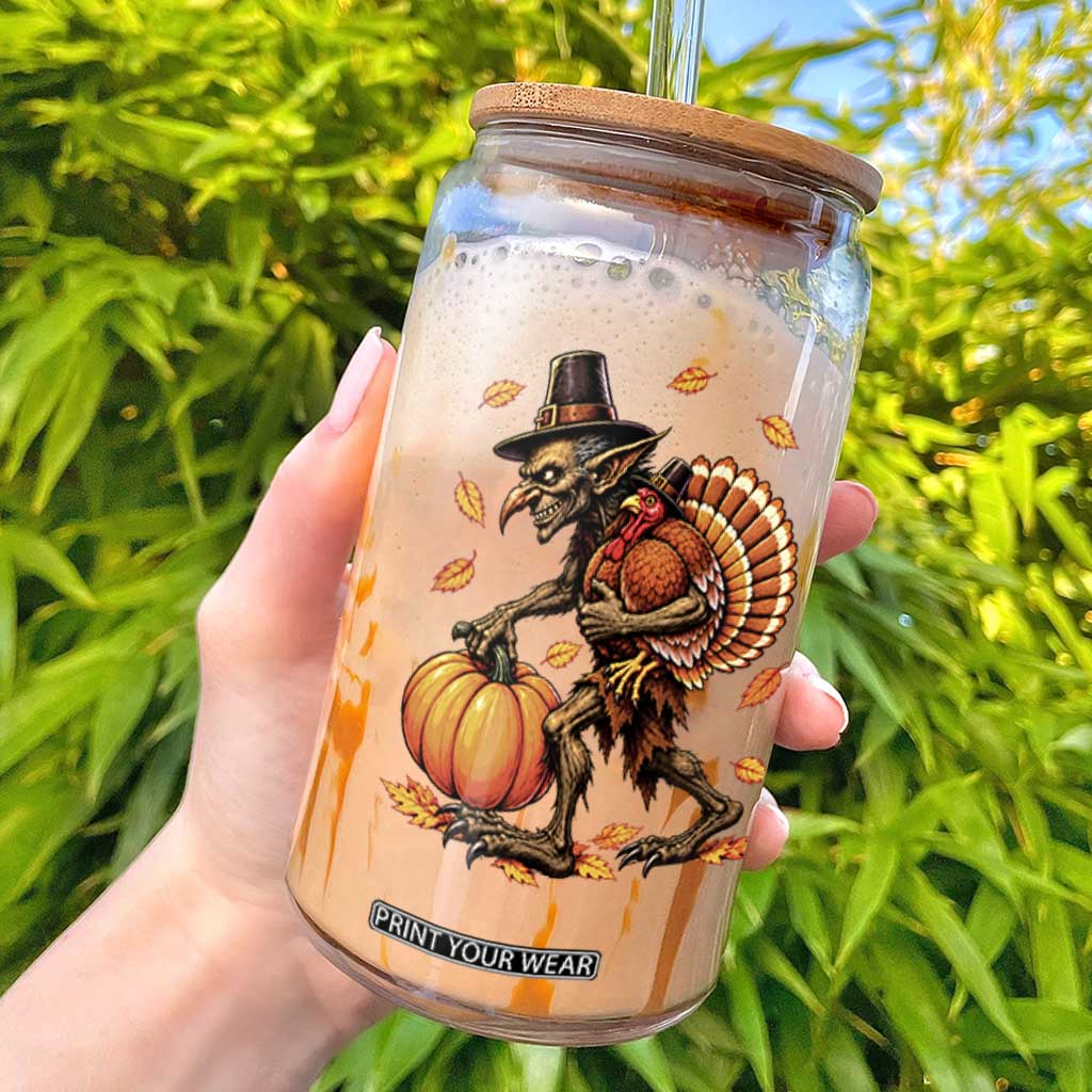Thanksgiving Goblin Turkey Thief Glass Can Funny Dark Fantasy Holiday