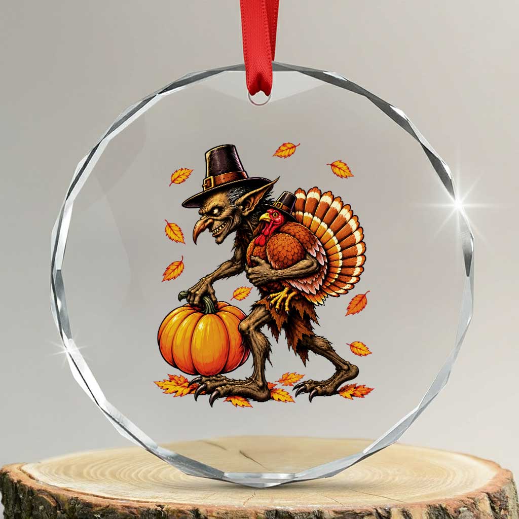 Thanksgiving Goblin Turkey Thief Crystal Glass Ornament Funny Dark Fantasy Holiday