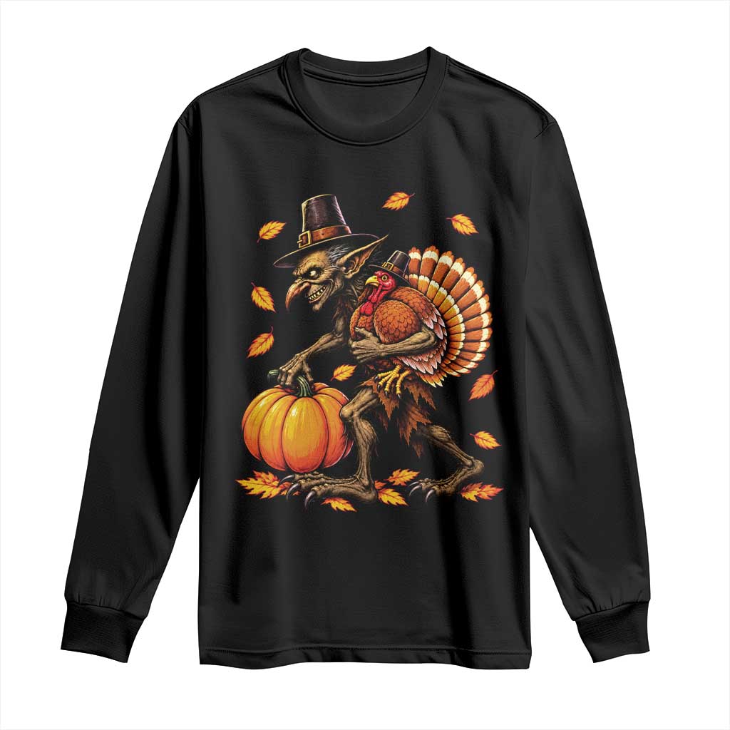 Thanksgiving Goblin Turkey Thief Long Sleeve Shirt Funny Dark Fantasy Holiday