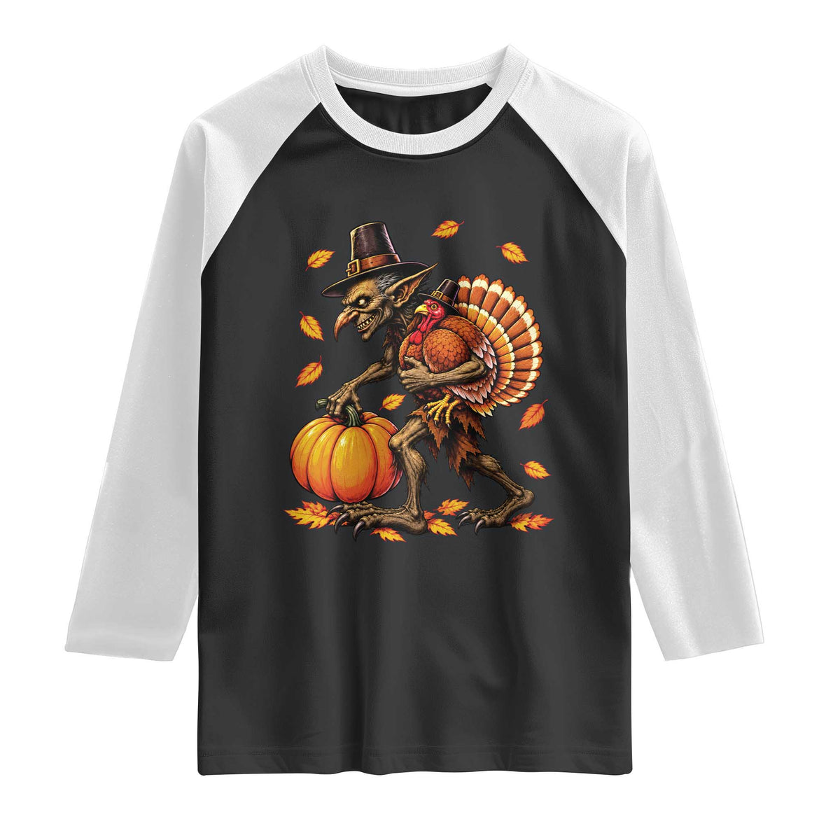 Thanksgiving Goblin Turkey Thief Raglan Shirt Funny Dark Fantasy Holiday