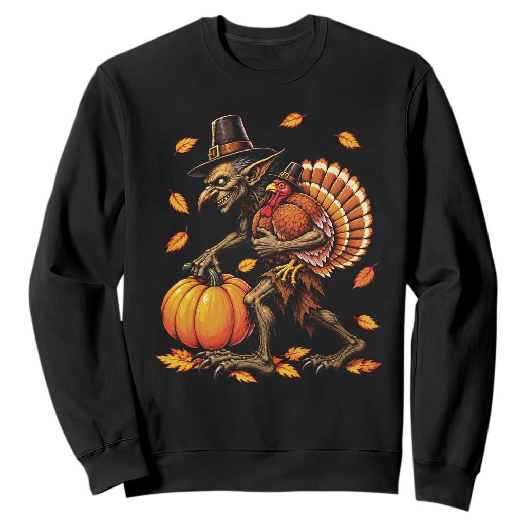 Thanksgiving Goblin Turkey Thief Sweatshirt Funny Dark Fantasy Holiday