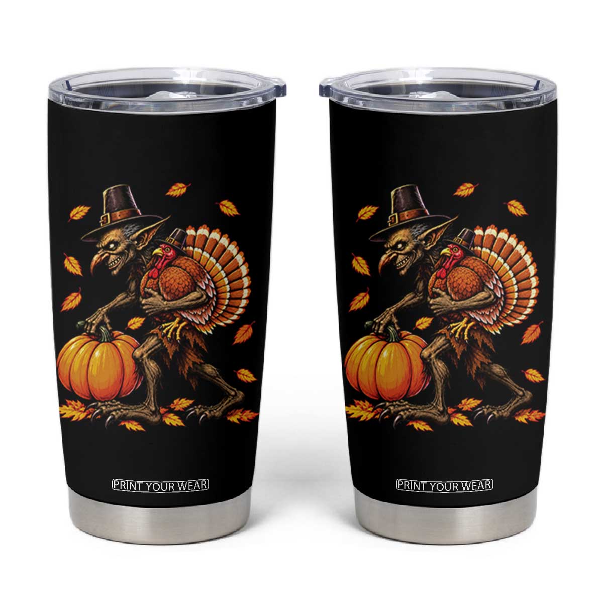 Thanksgiving Goblin Turkey Thief Tumbler Cup Funny Dark Fantasy Holiday