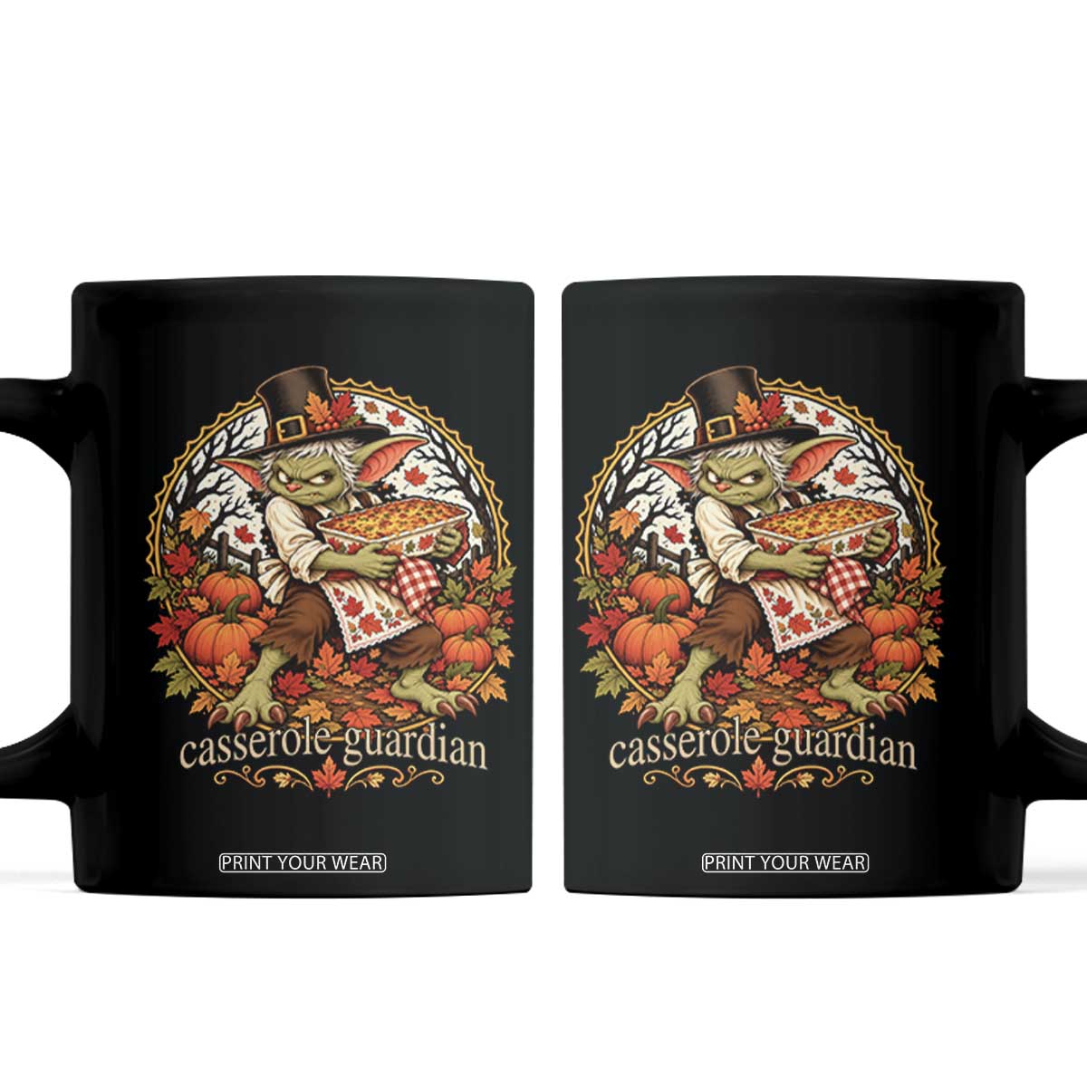Casserole Guardian Thanksgiving Goblin Coffee Mug Funny Dark Fantasy Holiday