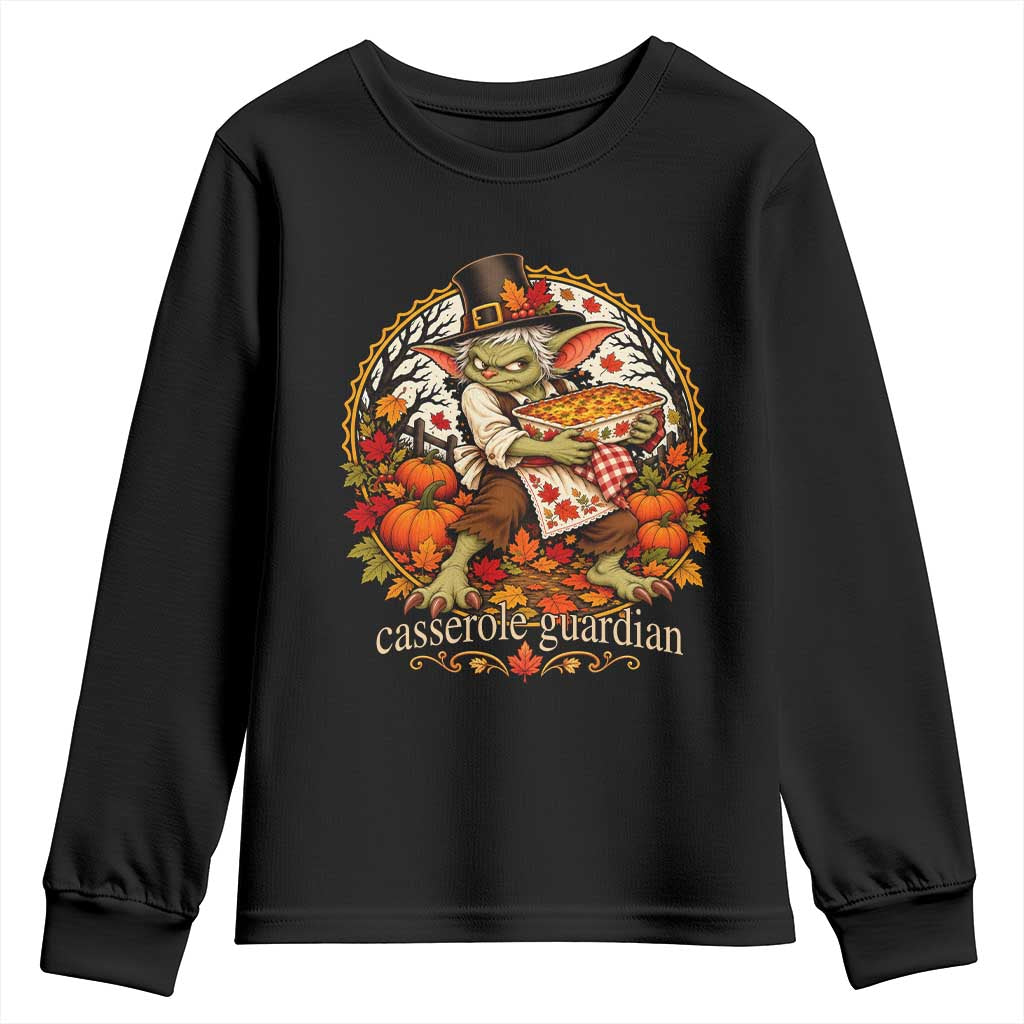 Casserole Guardian Thanksgiving Goblin Youth Sweatshirt Funny Dark Fantasy Holiday