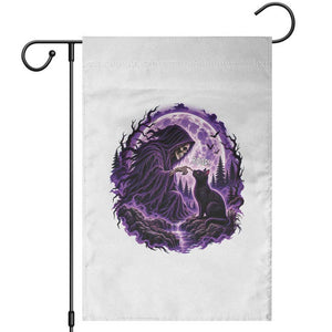 Grim Reaper Black Cat Halloween Garden Flag Boop Under Full Moon Gothic Gift