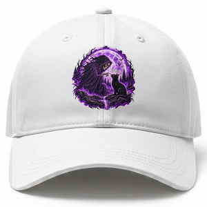 Grim Reaper Black Cat Halloween Baseball Cap Boop Under Full Moon Gothic Gift
