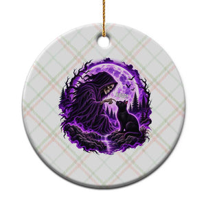Grim Reaper Black Cat Halloween Ceramic Ornament Boop Under Full Moon Gothic Gift