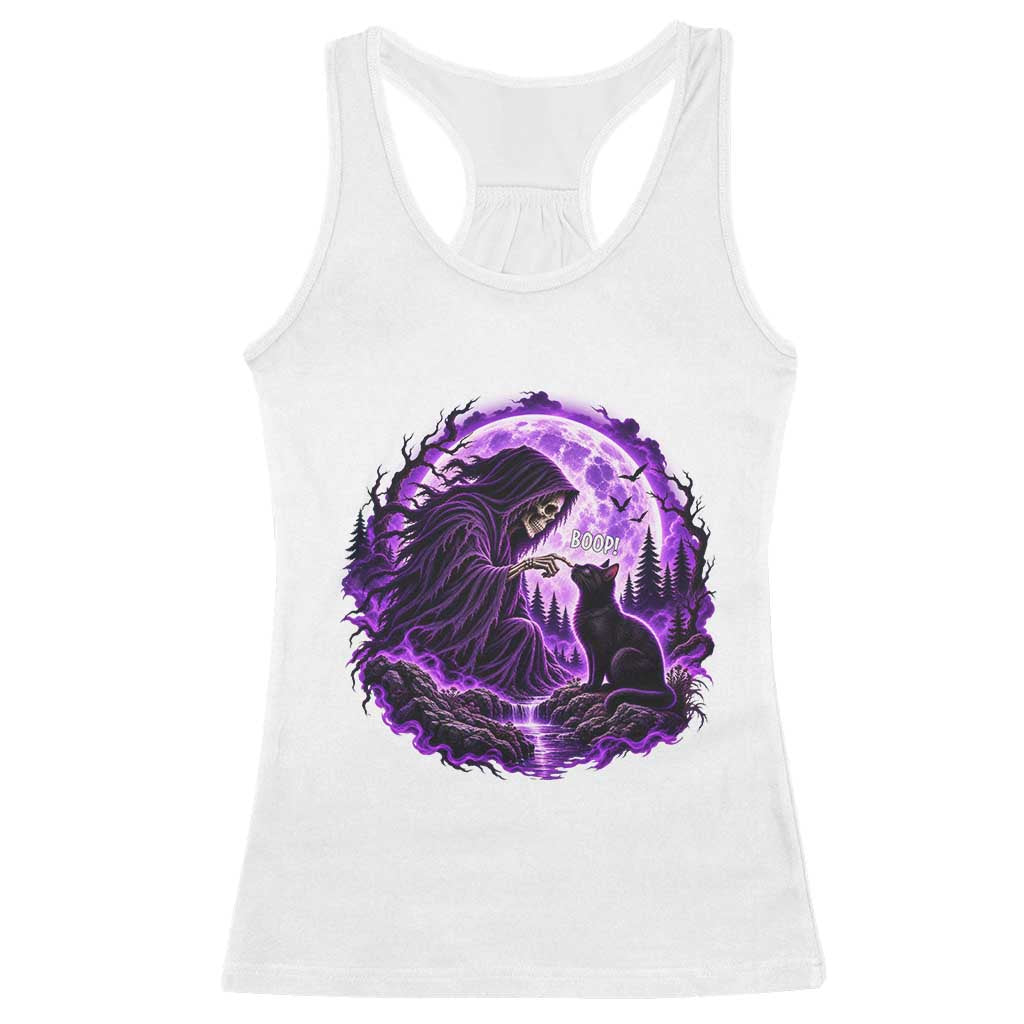 Grim Reaper Black Cat Halloween Racerback Tank Top Boop Under Full Moon Gothic Gift