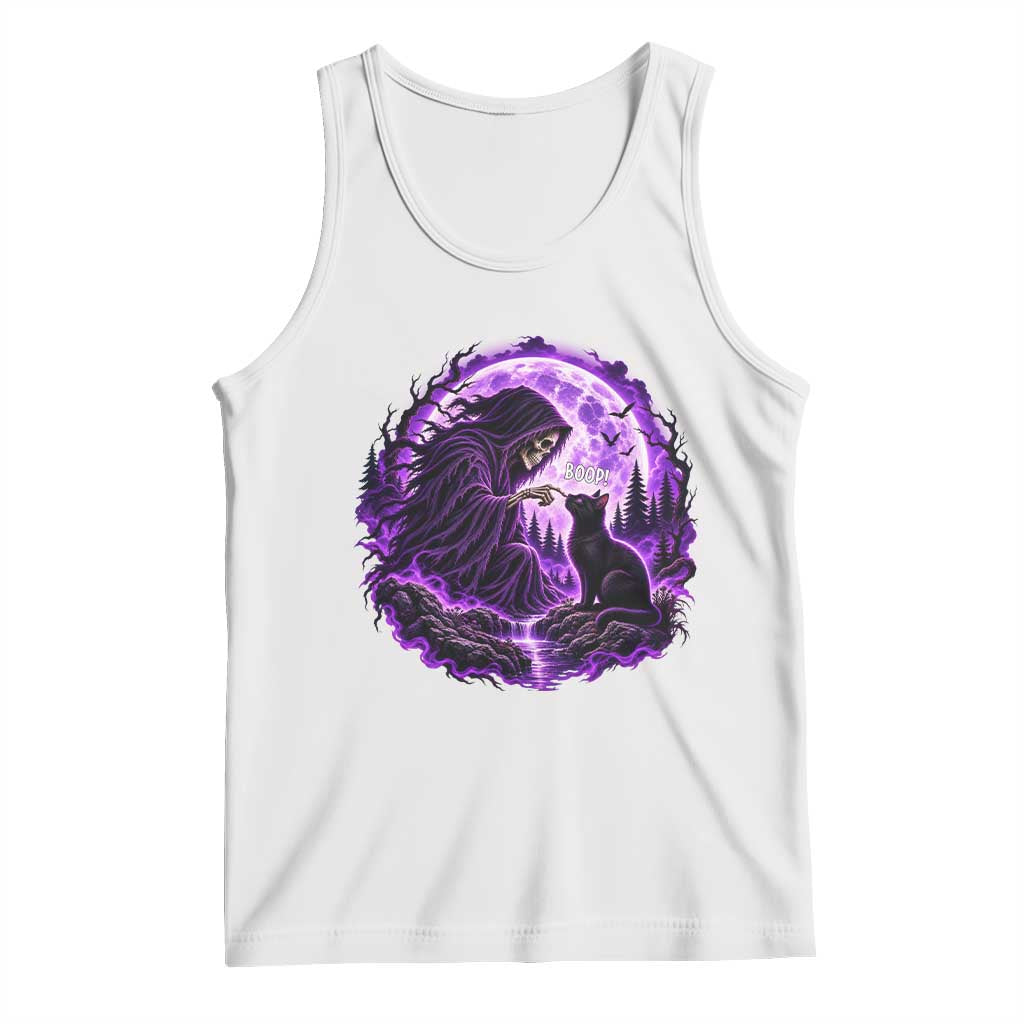 Grim Reaper Black Cat Halloween Tank Top Boop Under Full Moon Gothic Gift