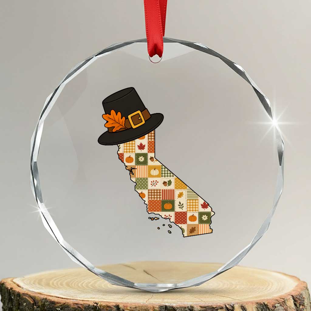 California Thanksgiving Pilgrim Hat Crystal Glass Ornament Autumn Harvest Vintage Gift