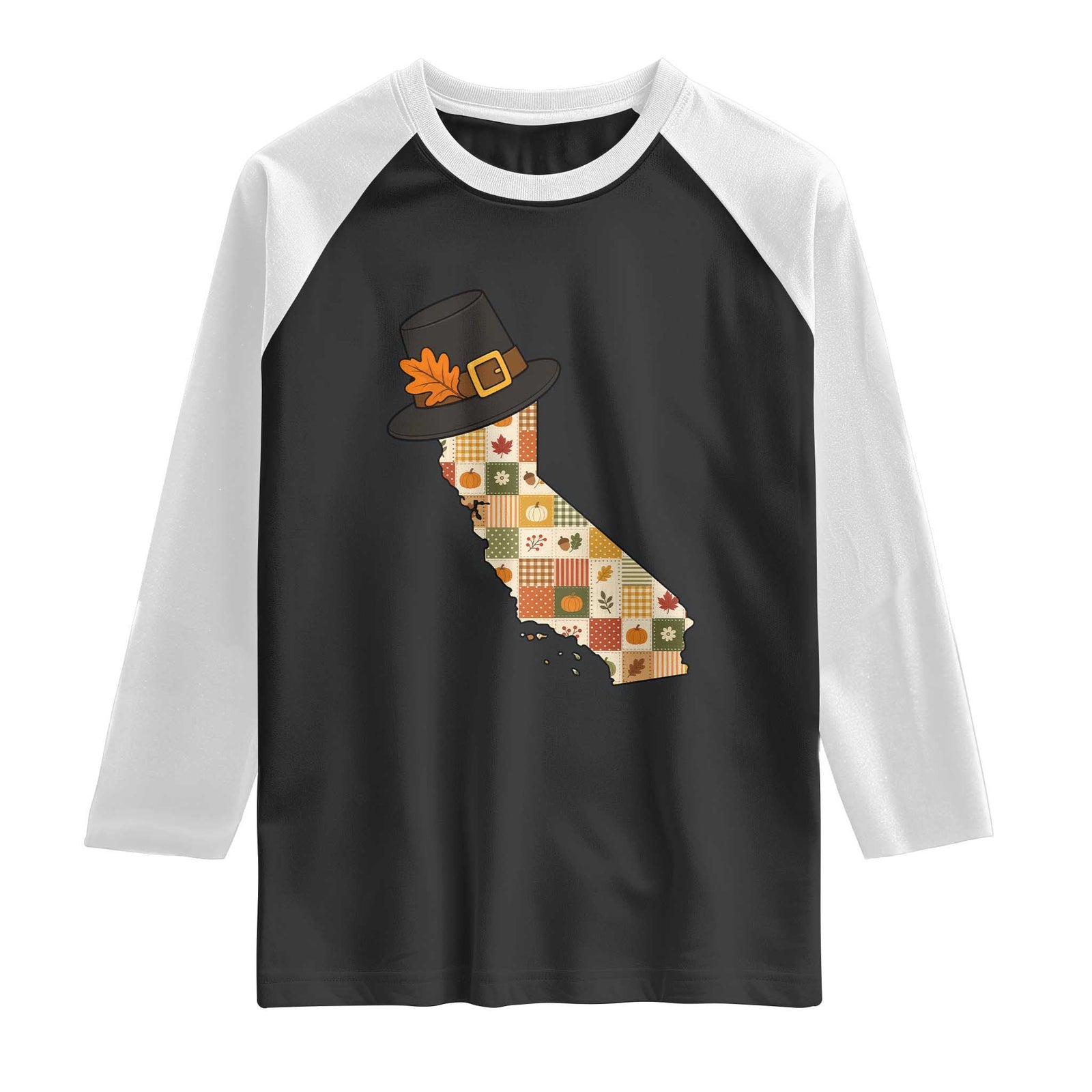 California Thanksgiving Pilgrim Hat Raglan Shirt Autumn Harvest Vintage Gift
