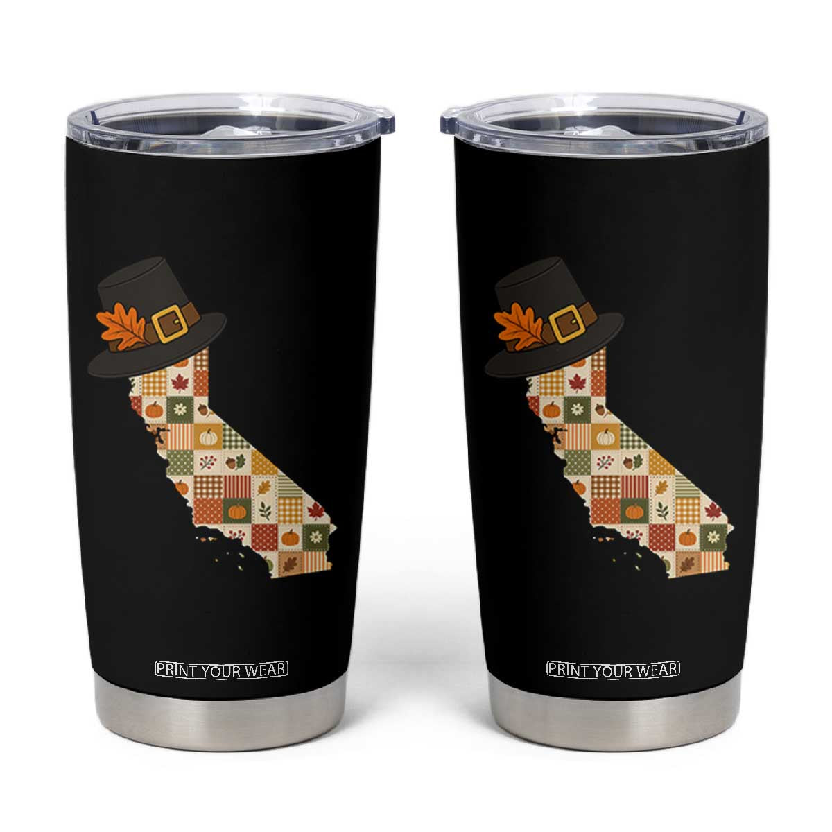 California Thanksgiving Pilgrim Hat Tumbler Cup Autumn Harvest Vintage Gift