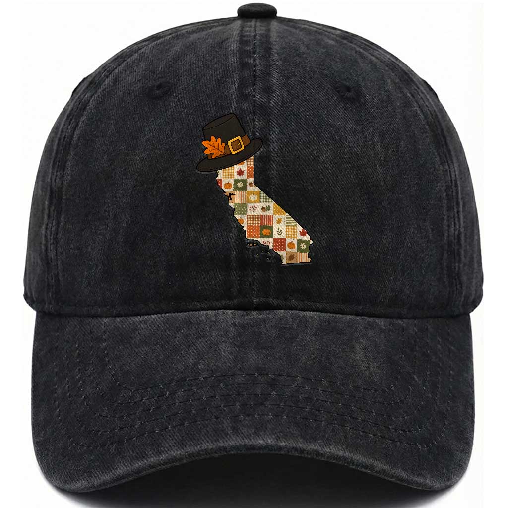 California Thanksgiving Pilgrim Hat Washed Cotton Baseball Cap Autumn Harvest Vintage Gift