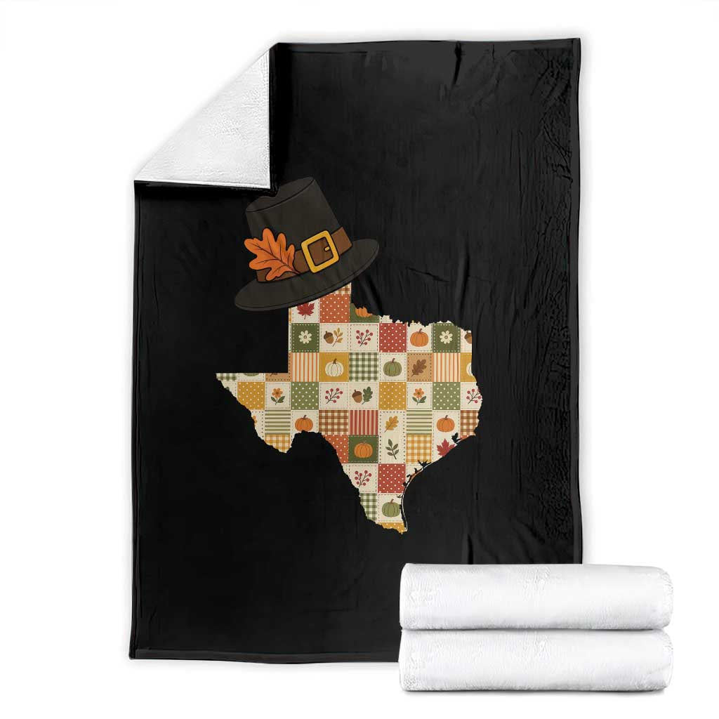 Texas Thanksgiving Pilgrim Hat Throw Blanket Autumn Harvest Vintage Gift
