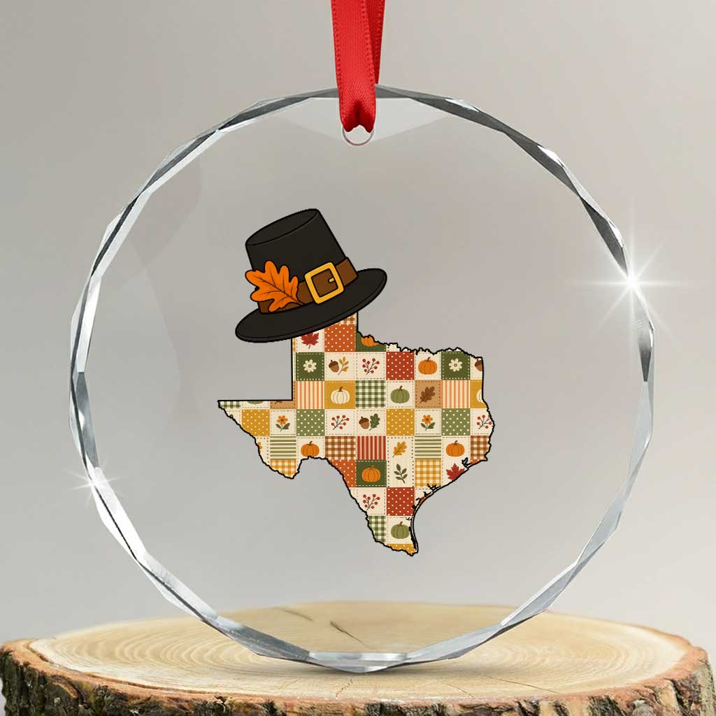 Texas Thanksgiving Pilgrim Hat Crystal Glass Ornament Autumn Harvest Vintage Gift